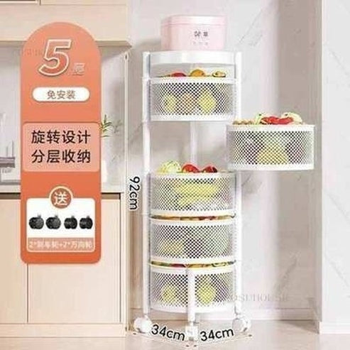 Multipurpose Rotating Kitchen Trolley with Wheels