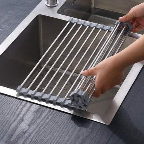 Foldable Stainless-Steel Roll Up Dish Drain Board