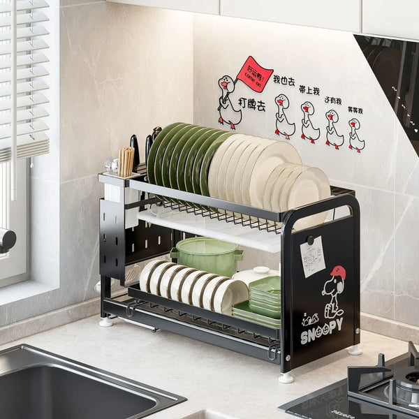 Kitchen Dish Drying Rack Multi-Functional Plates Drainer Storage Organizer Sink