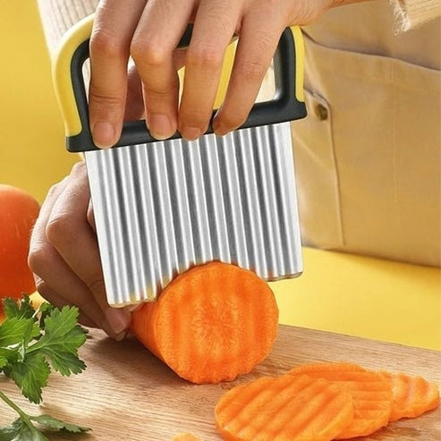 Stainless Steel Crinkle Cut Slicer - Wavy Potato, Vegetable & Fruit Cutter