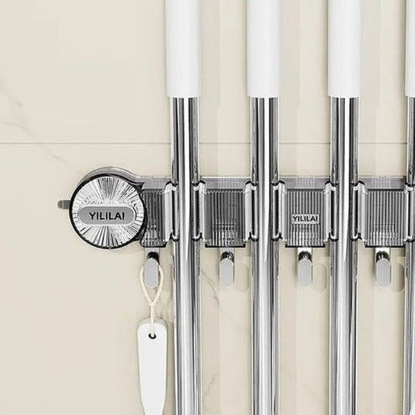 No-Drill Suction Cup Mop Holder | Reusable Wall Mounted Broom & Cleaning Tool Organizer