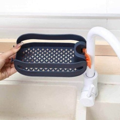 Hanging Plastic Kitchen Faucet Sponge Holder. Kitchen sink organize drying rack sponge holder. Shower Soap Drainer Shelf Basket, Bathroom Water Pipe Shelf.