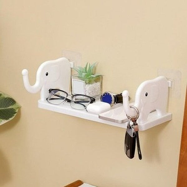 Cartoon Elephant Wall Mount Shelf Strong Load Bearing Wall Mounted Small Elephant Multifunctional Wall Hanging Spice Organizer. Bathroom Accessory Mounts