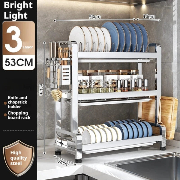 3-Tier Kitchen Dish Drying Rack with Utensil Holder