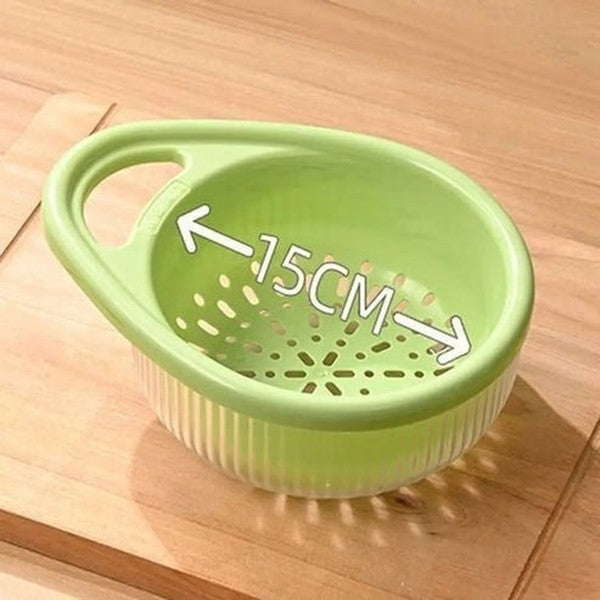 Double-Layer Vegetable & Fruit Strainer with Storage