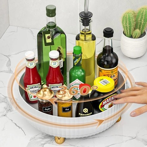 360° Rotating Spice Rack Organizer | Non-Slip Turntable Storage for Kitchen & Pantry