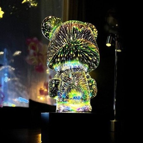 Creative 3D Glass Fireworks Little Bear Night Light Nordic Luxury Home Decor Living Room Desk Decorative Atmosphere Light. Decor: Night Lights & Ambient Lighting