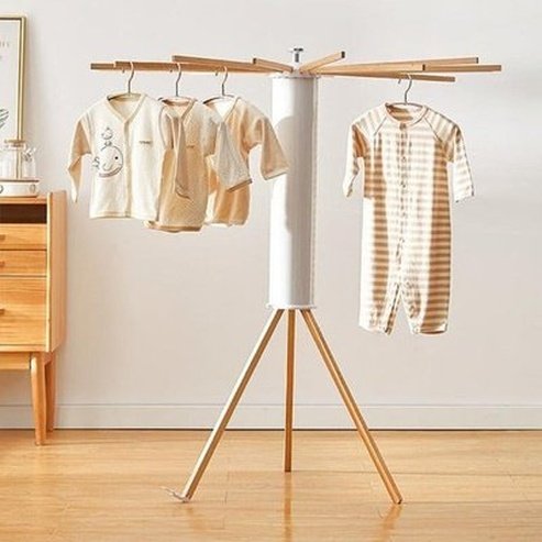 Solid Wood Foldable Floor Drying Rack Clothes Hanger