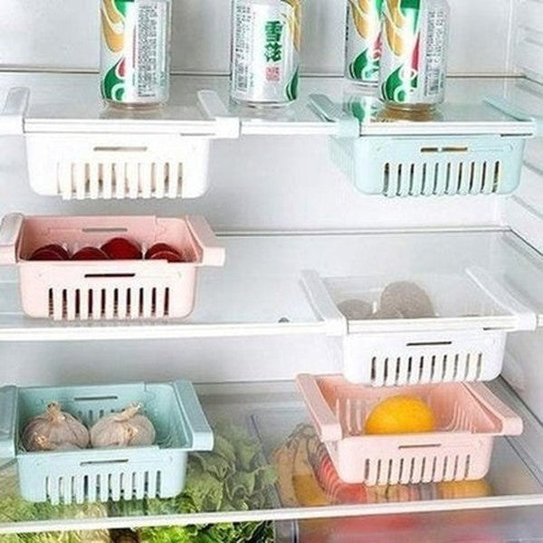 Expandable Food Organizer Basket For Refrigerator Shelf