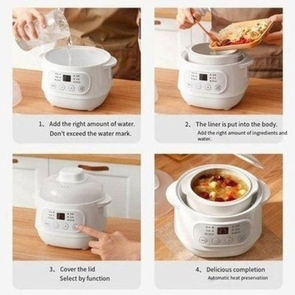 1L Mini Electric Stew Pot Ceramic Healthy Bird's Nest Electric Stew Cup Household Waterproof Multi-function Small Pot. Kitchen Appliances: Food Cookers ans Steamers.