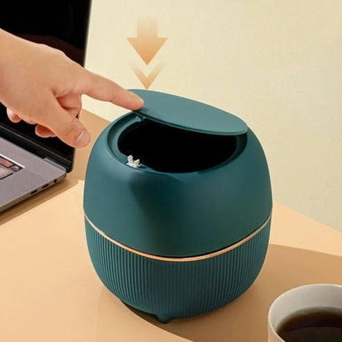Elegant Mini Desk Trash Can with Pop-Up Lid | Multifunctional Waste Bin for Office & Home