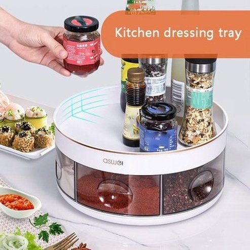 plastic round rotating spice organizer rack seasoning storage rack rotating organizer round shelf spice tray. kitchen organizers. type: spice organizers.