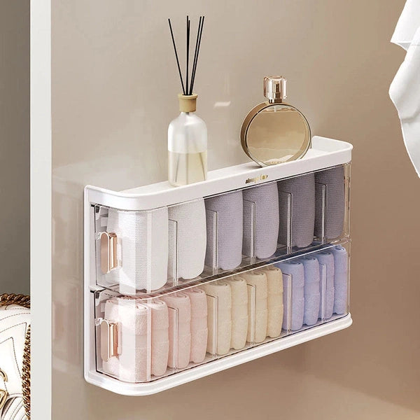 Wall-Mounted Multi-Layer Drawer Organizer Removable Clear Underwear