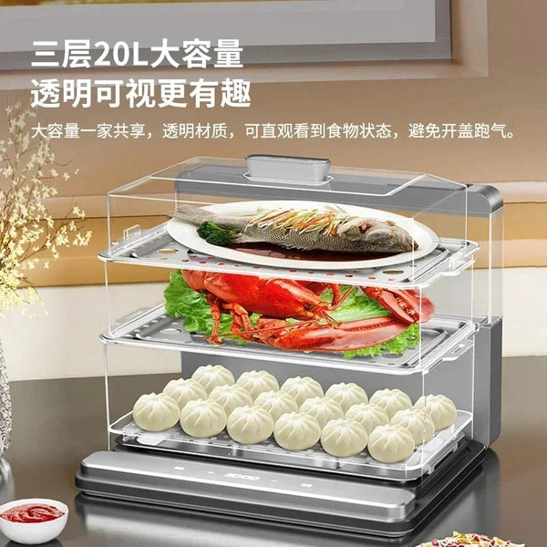 220V Foldable Electric Food Steamers with Large Capacity and Multi-Layer Design
