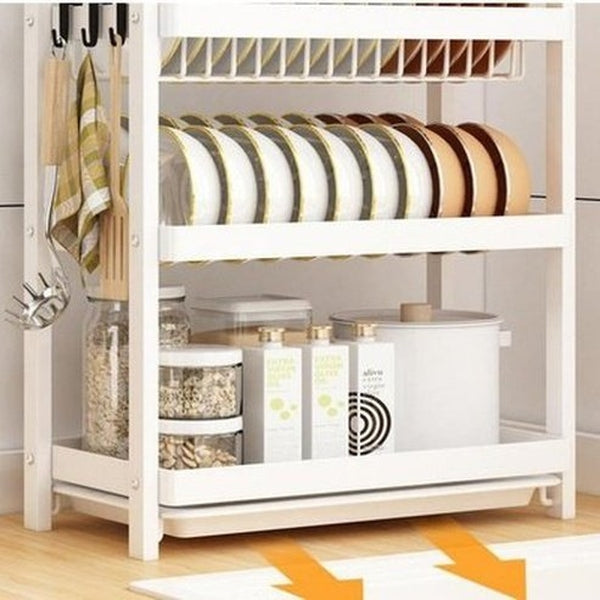 Multi-functional Pantry Kitchen Counter Shelf Organizer Dish Drainer Tableware Drainboard Bowl Plate Drying Rack Spice Storage. Type: Dish Racks & Drain Boards