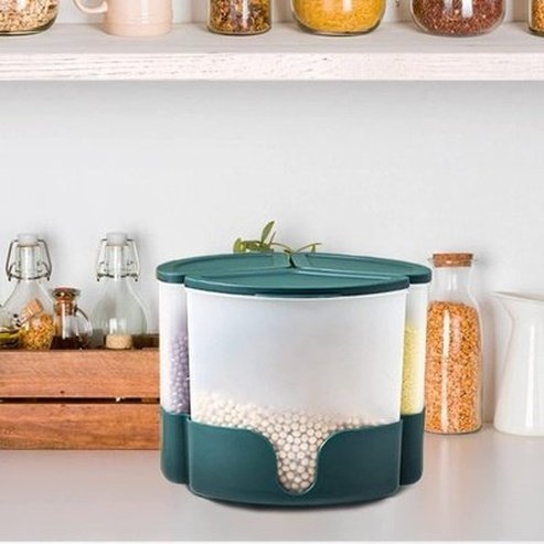Rotating Cookie Stand Food Fruit Bean Grain Dog Cans Bucket Containers Lids Cereal Pasta Nut Home Container Dry Beans Grid Dispenser. Type: Food Storage Containers.