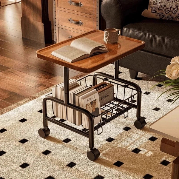 Movable Sofa Side Table – Living Room Coffee Table, Bedside Shelf