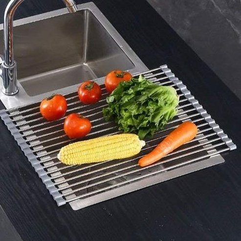 Foldable Stainless-Steel Roll Up Dish Drain Board