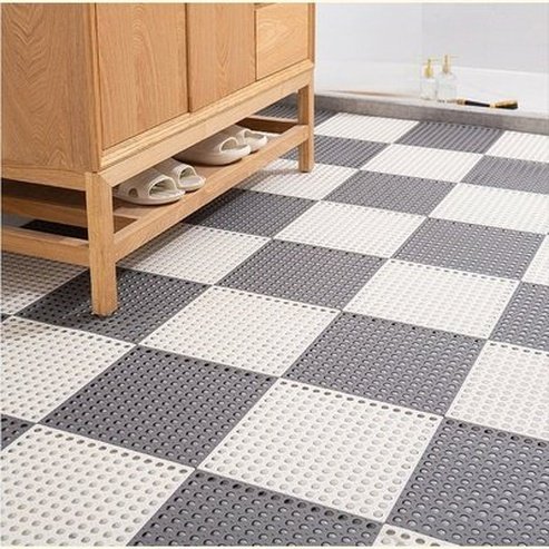 1 Pack Interlocking Non Slip Drainage Floor Tiles, 11.8 X 11.8 Inch Soft PVC Bath Shower Floor Mat with Suctions Cups. Bathroom Accessories: Bath Mats & Rugs.