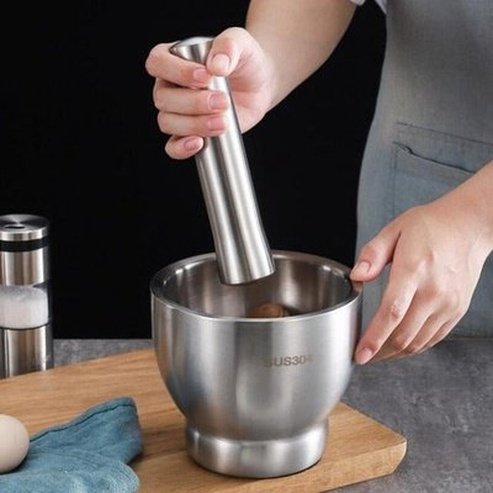 Splash-proof Steel Garlic Crusher Set Shock Absorption Anti-corrosion Impact-resistant Rust-proof Drum Shape Kitchen Garlic Press.