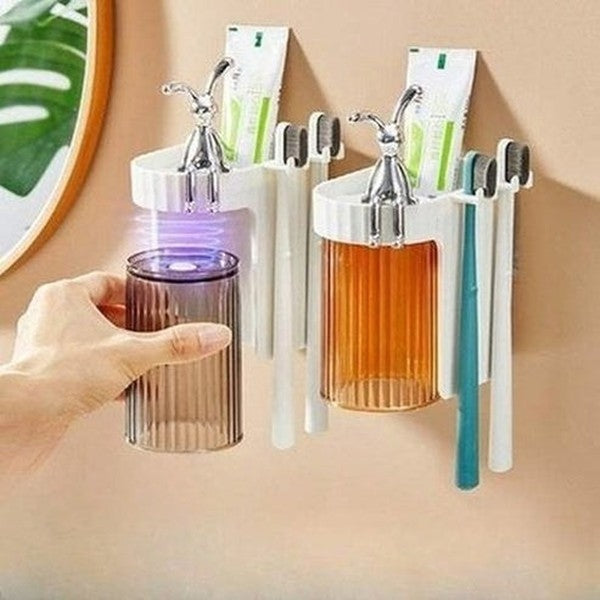 Wall-mounted Magnetic Mouthwash Cup Toothbrush Rack