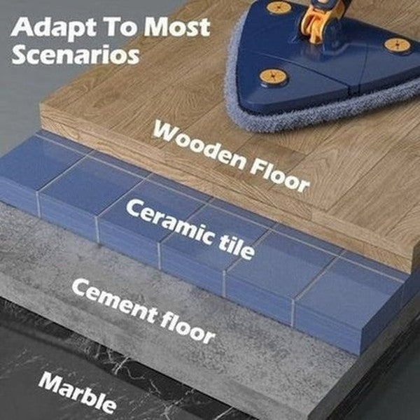 360° Rotary Triangular Shaped Self-Wringing Floor Mop, Upgrade Extendable Cleaning Mop, Reusable Spin Mop, For Floor, Ceiling, Wall, Car Window. Household Cleaning