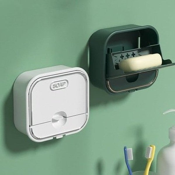 Wall-mounted Drain Soap Box Creative Flip-top Type Soap Boxes Multifunctional Drawer Soap Dish Rack. Bathroom Accessories. Type: Soap Dishes & Holders.