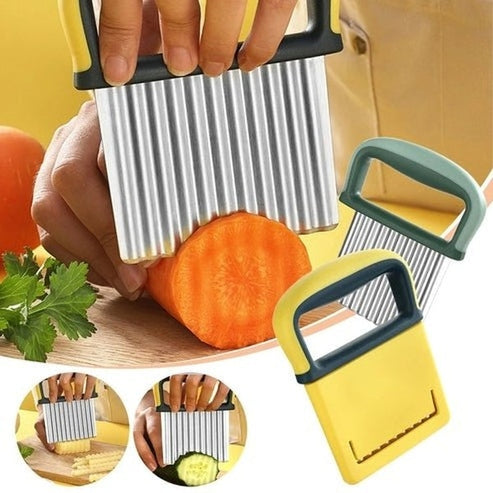 Stainless Steel Crinkle Cut Slicer - Wavy Potato, Vegetable & Fruit Cutter