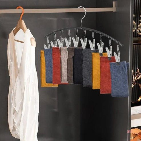 Space-Saving Closet Organizer with 10 Clips