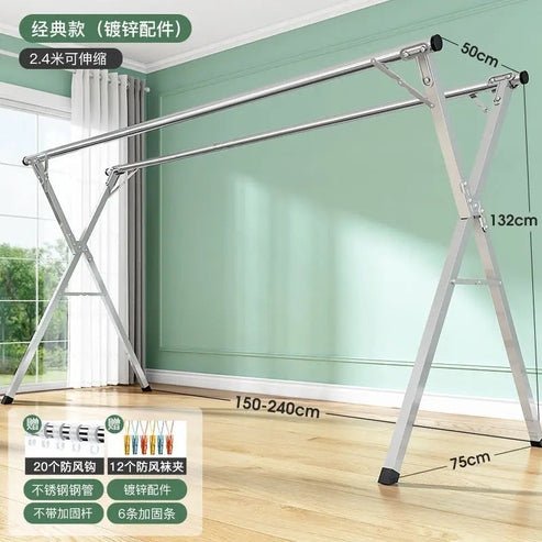 Telescopic Stainless Steel Drying Rack for Indoor & Outdoor Use
