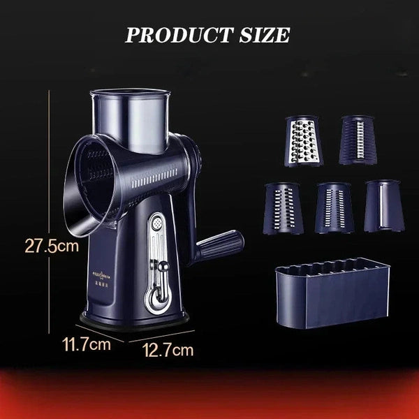 Rotary Cheese Grater Shredder, Round Mandoline Slicer with Handle