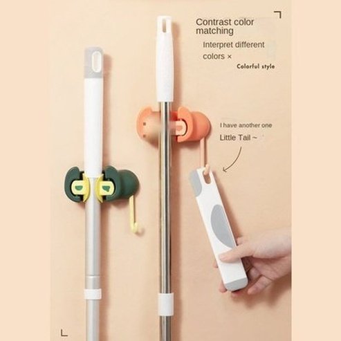 Cartoon Broom Holder Heavy Duty Practical Clip Mop Organizer Wall Mount Hook Stainless Steel Storage Space Saving Hanger Use: Sundries: Storage Hooks and Racks.