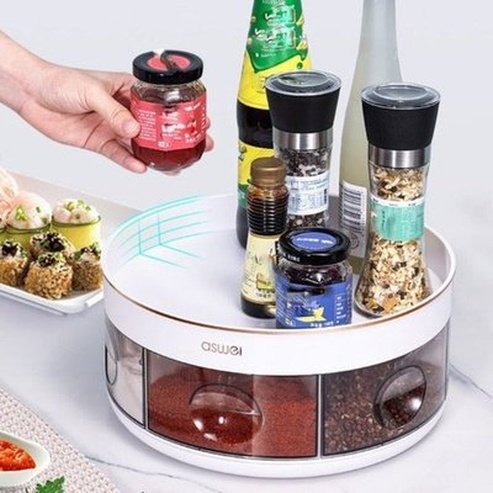 plastic round rotating spice organizer rack seasoning storage rack rotating organizer round shelf spice tray. kitchen organizers. type: spice organizers.