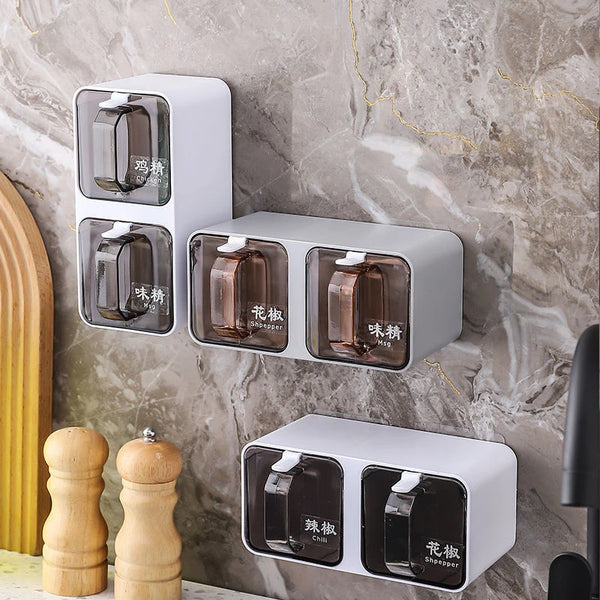 Wall-Mount Spice Organizer Box Set with Spoons