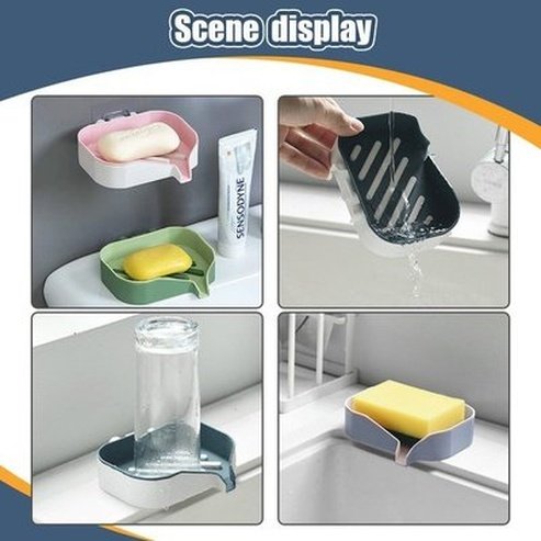 Adhesive Wall Soap Box Soap Dish Drainer Water Drain Soap Dish Tray Bathroom Kitchen Storage Accessories Super Suction Cup Container. Type: Soap Dishes and Holders.