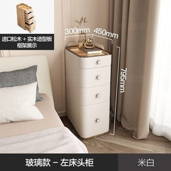 Light luxury smart bedside table lamp integrated modern simple storage high sense high glass bedside table with lamp. Furniture. Tables. Nightstands.