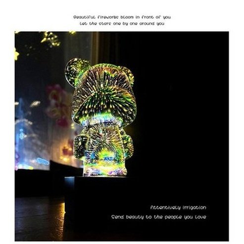 Creative 3D Glass Fireworks Little Bear Night Light Nordic Luxury Home Decor Living Room Desk Decorative Atmosphere Light. Decor: Night Lights & Ambient Lighting