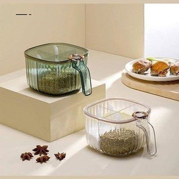 Transparent Plastic Condiment Container With Lid. Spices Storage Box With Spoon. Plastic Clear Condiment Storage Box. Tools & Utensils. Kitchen Organizers: Spice Organizers.