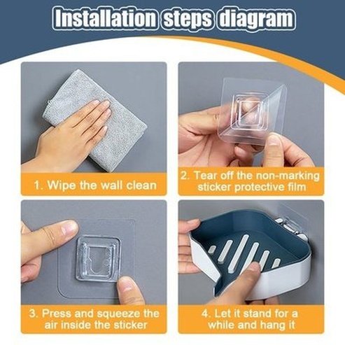 Adhesive Wall Soap Box Soap Dish Drainer Water Drain Soap Dish Tray Bathroom Kitchen Storage Accessories Super Suction Cup Container. Type: Soap Dishes and Holders.