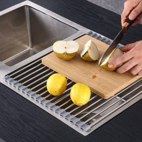 Foldable Stainless-Steel Roll Up Dish Drain Board