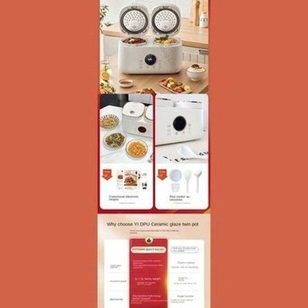 Double Gallbladder Intelligent Rice Cooker Mini Multi-function Household Double Combination Rice Cooker 3-4 People. Kitchen Appliances: Food Cookers and Steamers.