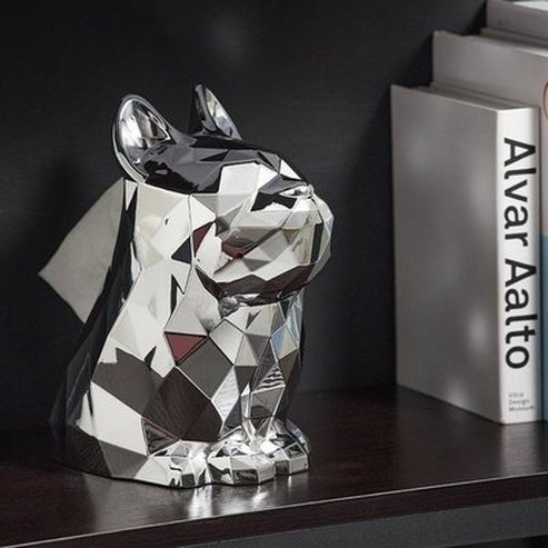 Decorative Tissue Box Bathroom Tissue Box Large Opening Design Light Luxury French Bulldog Electroplated Tissue Dispenser Type: Facial Tissue Holders.