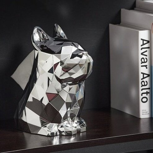 Decorative Tissue Box Bathroom Tissue Box Large Opening Design Light Luxury French Bulldog Electroplated Tissue Dispenser Type: Facial Tissue Holders.