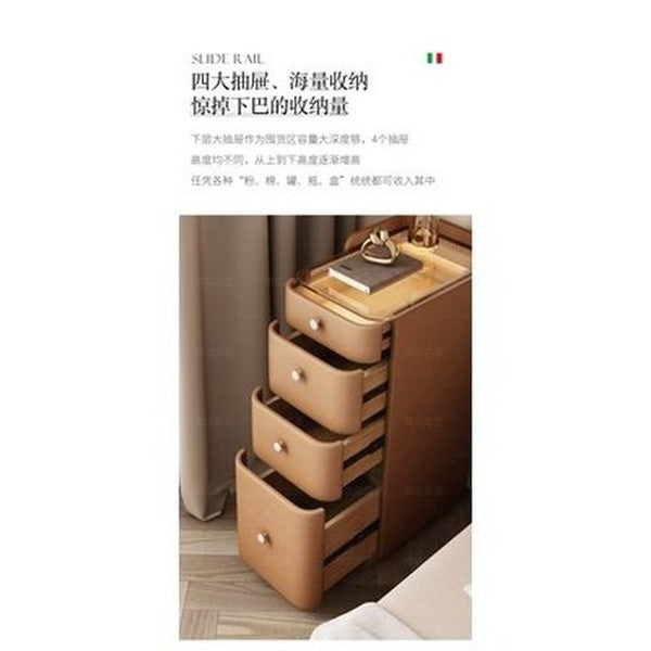 Light luxury smart bedside table lamp integrated modern simple storage high sense high glass bedside table with lamp. Furniture. Tables. Nightstands.