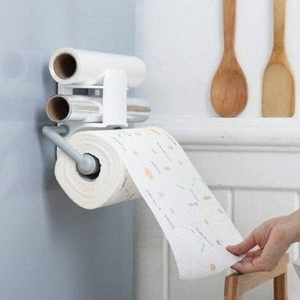 Wall Hanging Kitchen Roll Holder Transparent Film Rack
