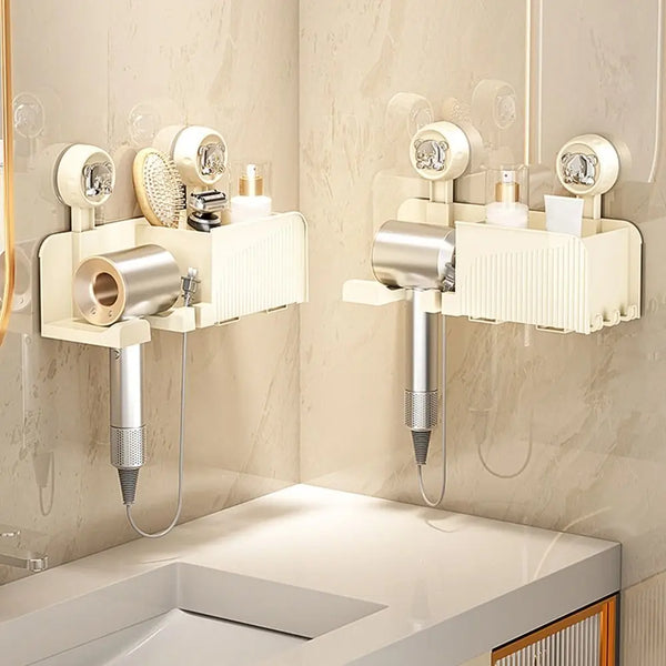 Plastic Suction Cup Hair Dryer Holder, Punch-free Space Saving Hair Dryer Storage Rack
