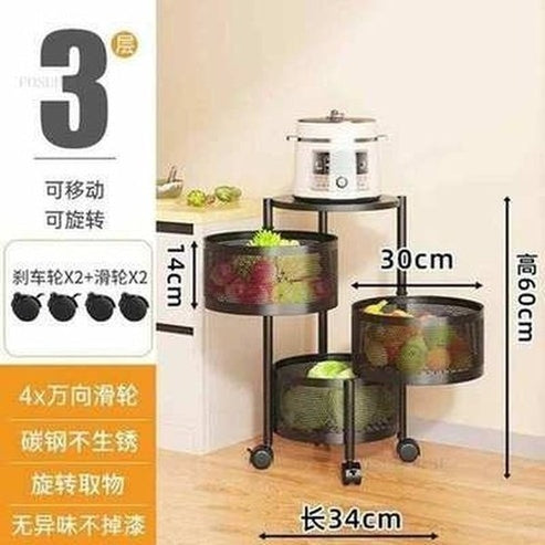 Multipurpose Rotating Kitchen Trolley with Wheels