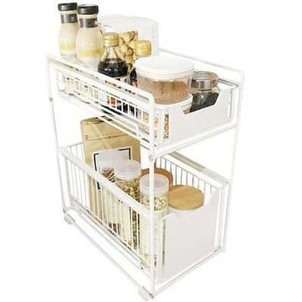Sliding Storage Drawer 2 Tier Multifunctional Basket