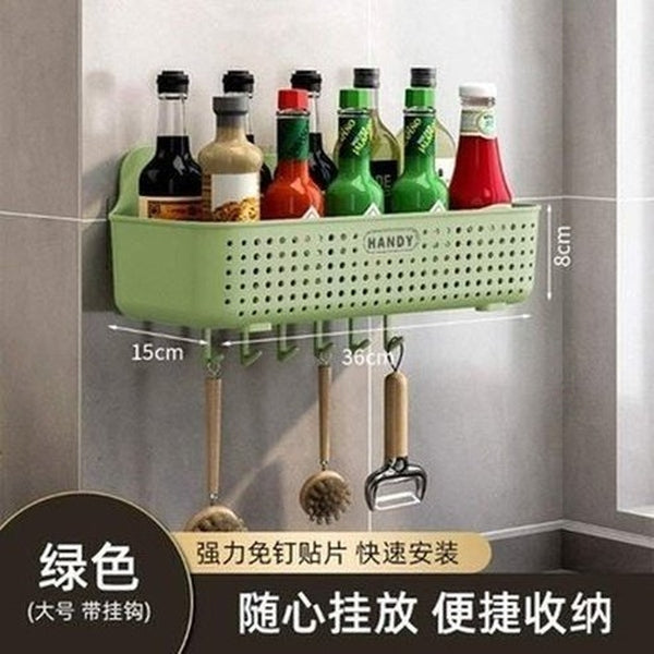 Punch-Free Wall Hanging Multi-Purpose Kitchen Storage Rack
