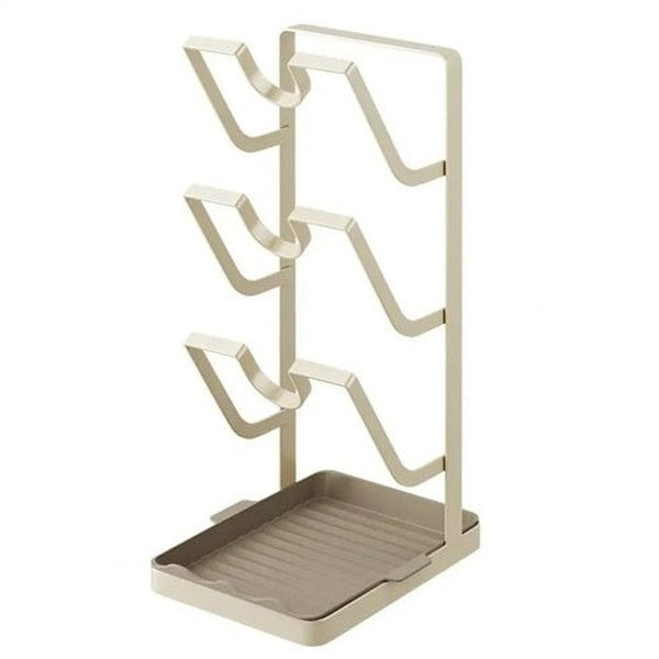 Kitchen Pot Lid Rack | 3-Tier Holder with Drain Tray | Cabinet Organizer